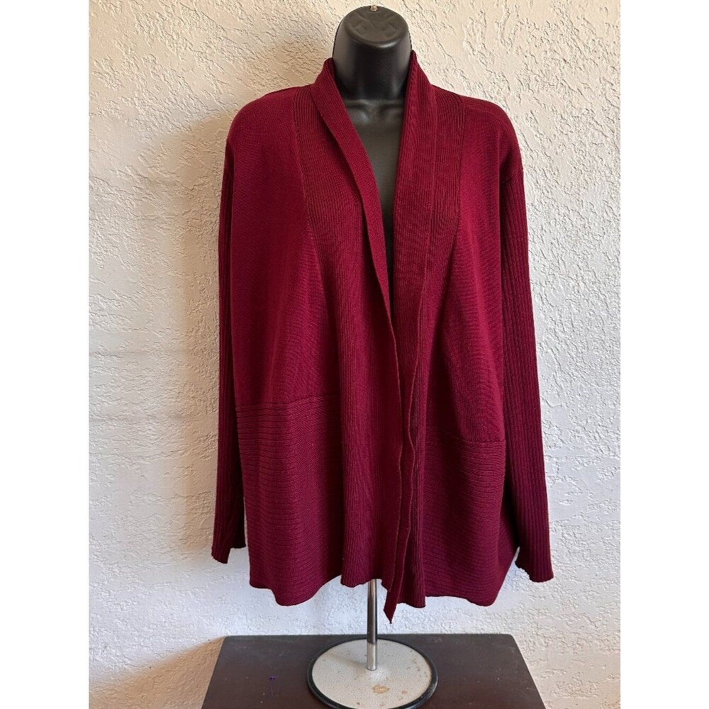 Liz Claiborne Women's 2X Burgundy Lightweight Shrug Cardigan